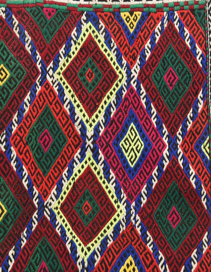 Detail image of  2' x 7' 4  Hand Knotted Kilim Fars Persian Wool Runner Rug