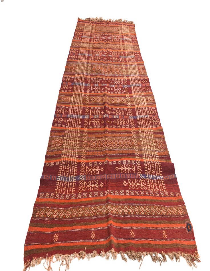 Detail image of  4' 9 x 11' 2  Hand Woven Kilim Fars Wool Runner Rug