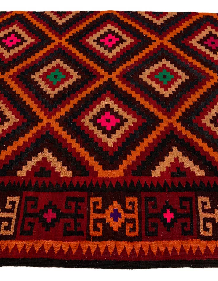 Detail image of  4' 6 x 14'  Hand Woven Kilim Fars Wool Runner Rug