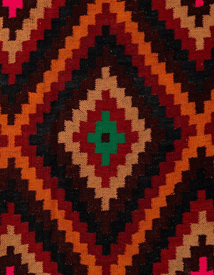 Detail image of  4' 6 x 14'  Hand Woven Kilim Fars Wool Runner Rug