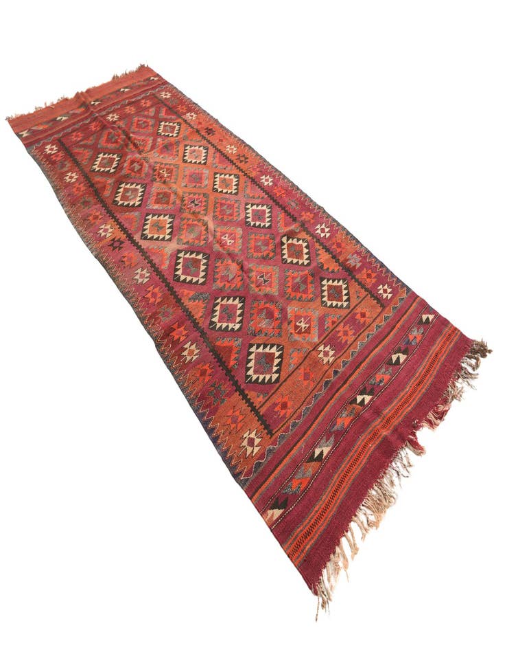 Detail image of  4' 6 x 11' 1  Hand Woven Kilim Fars Wool Runner Rug