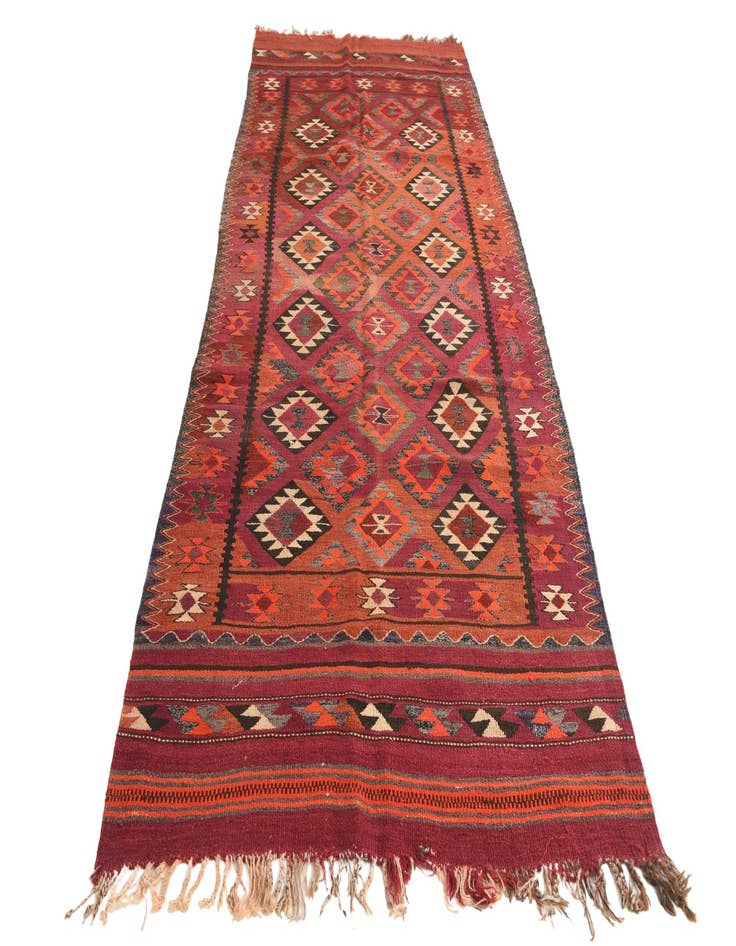 Detail image of  4' 6 x 11' 1  Hand Woven Kilim Fars Wool Runner Rug