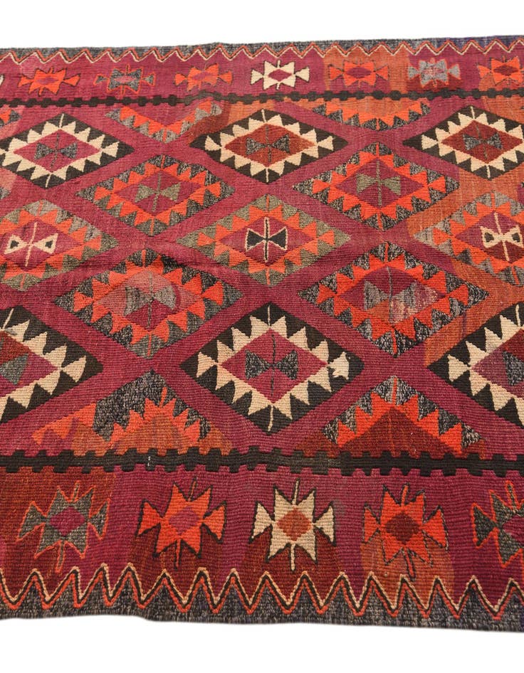 Detail image of  4' 6 x 11' 1  Hand Woven Kilim Fars Wool Runner Rug