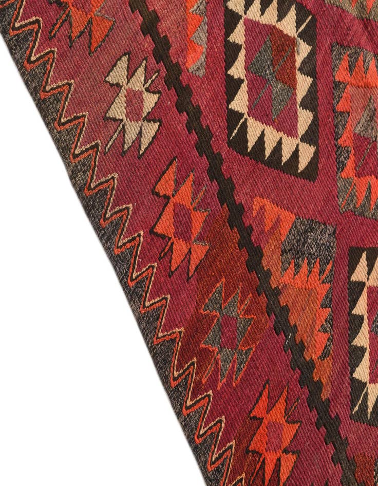 Detail image of  4' 6 x 11' 1  Hand Woven Kilim Fars Wool Runner Rug