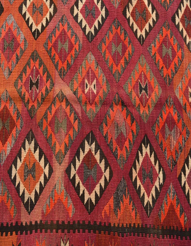 Detail image of  4' 6 x 11' 1  Hand Woven Kilim Fars Wool Runner Rug