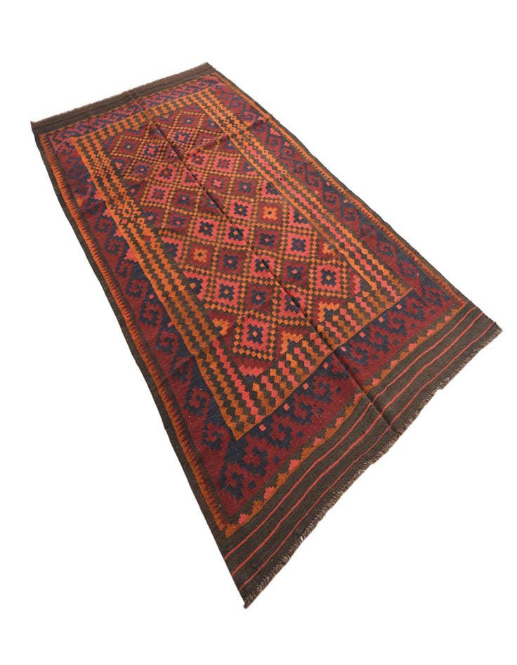 Detail image of  5' 6 x 9' 10  Hand Woven Kilim Fars Wool Runner Rug