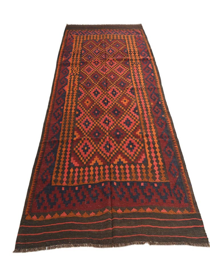 Detail image of  5' 6 x 9' 10  Hand Woven Kilim Fars Wool Runner Rug