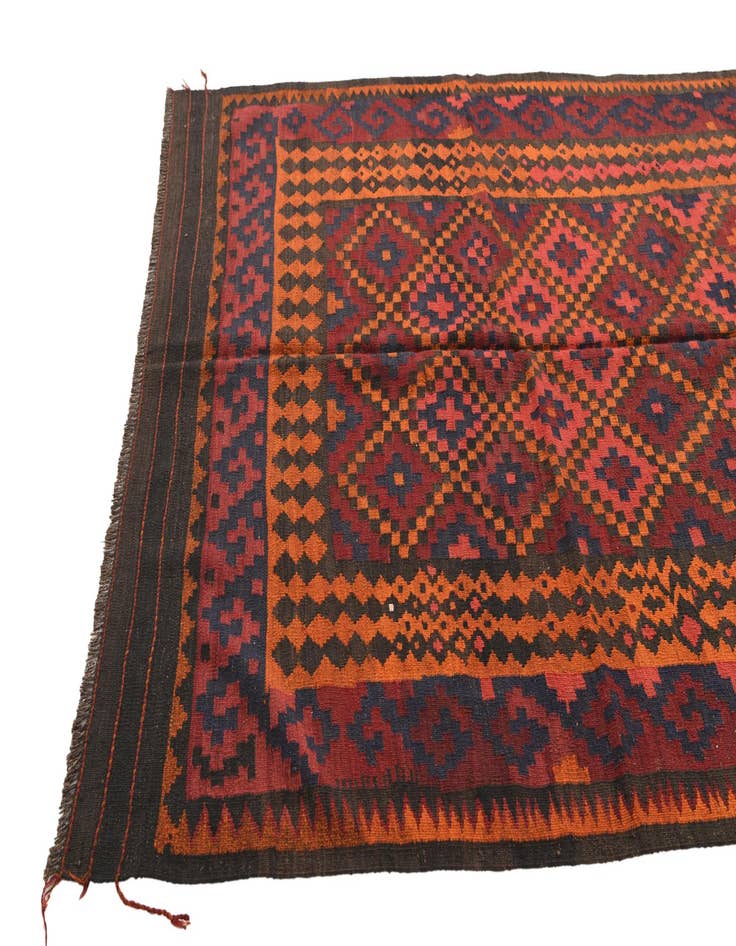 Detail image of  5' 6 x 9' 10  Hand Woven Kilim Fars Wool Runner Rug