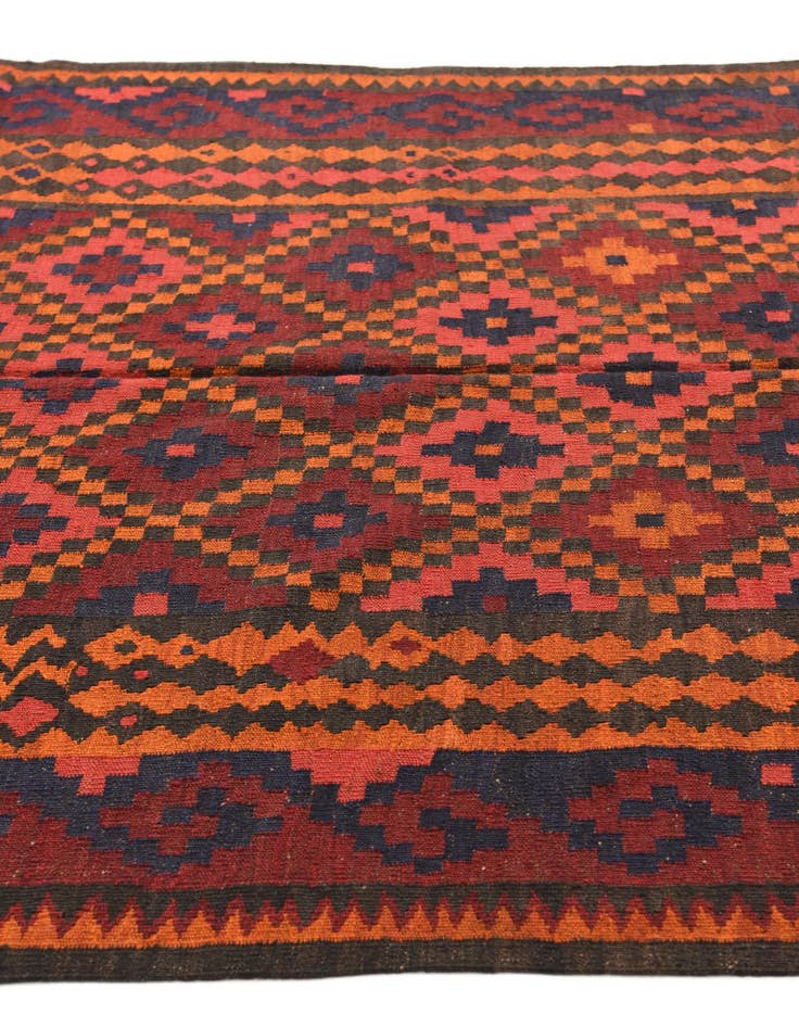 Detail image of  5' 6 x 9' 10  Hand Woven Kilim Fars Wool Runner Rug