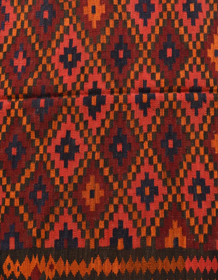 Detail image of  5' 6 x 9' 10  Hand Woven Kilim Fars Wool Runner Rug