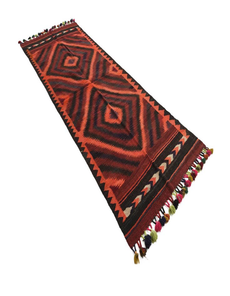 Detail image of  4' x 10'  Hand Woven Kilim Fars Wool Runner Rug