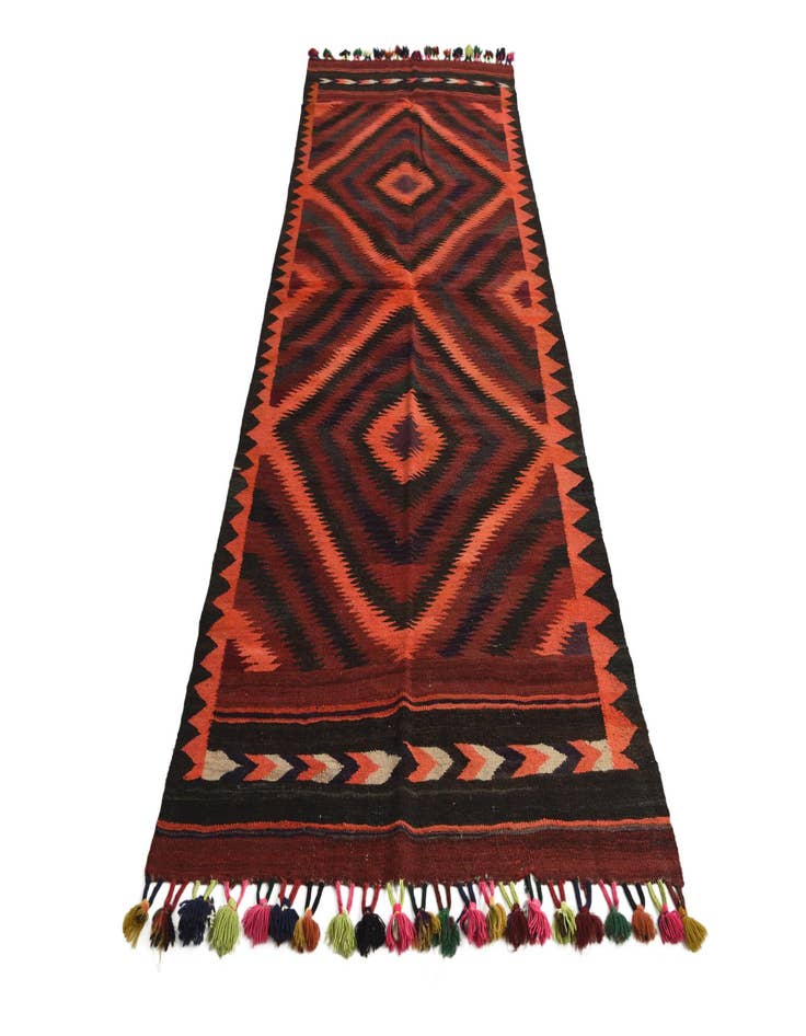 Detail image of  4' x 10'  Hand Woven Kilim Fars Wool Runner Rug