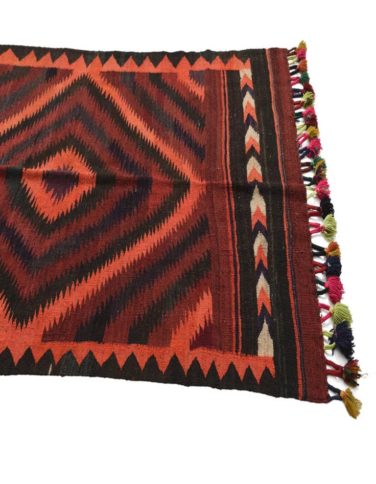 Detail image of  4' x 10'  Hand Woven Kilim Fars Wool Runner Rug