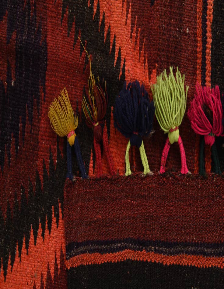 Detail image of  4' x 10'  Hand Woven Kilim Fars Wool Runner Rug