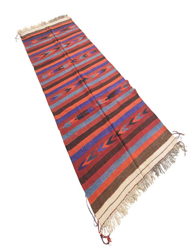 Detail image of  4' 2 x 10' 3  Hand Woven Kilim Fars Wool Runner Rug