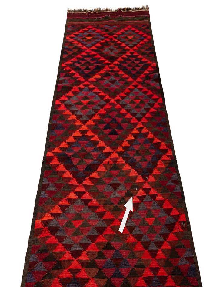 Detail image of  4' 5 x 14' 9  Hand Woven Kilim Fars Wool Runner Rug