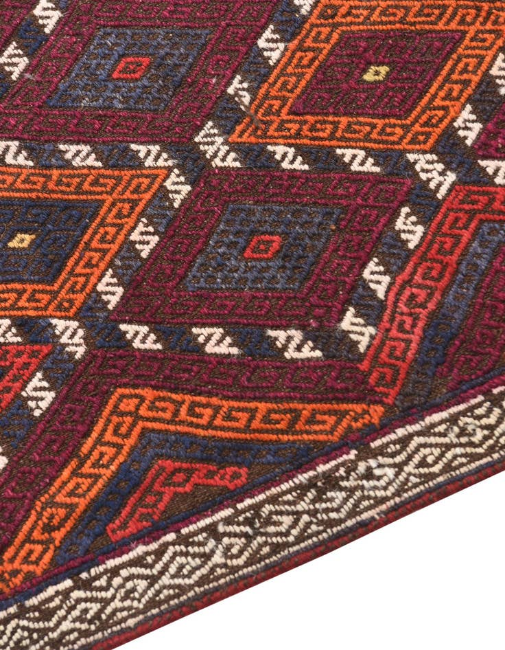 Detail image of  2' 4 x 10' 1  Hand Woven Kilim Fars Wool Runner Rug