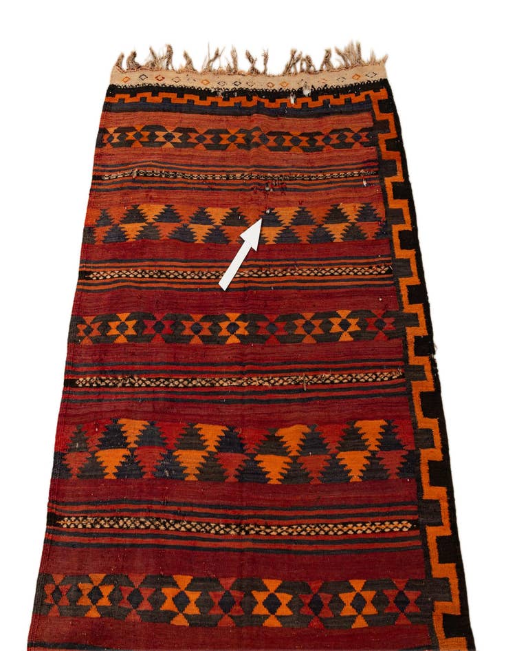 Detail image of  4' 4 x 11' 1  Hand Woven Kilim Fars Wool Runner Rug