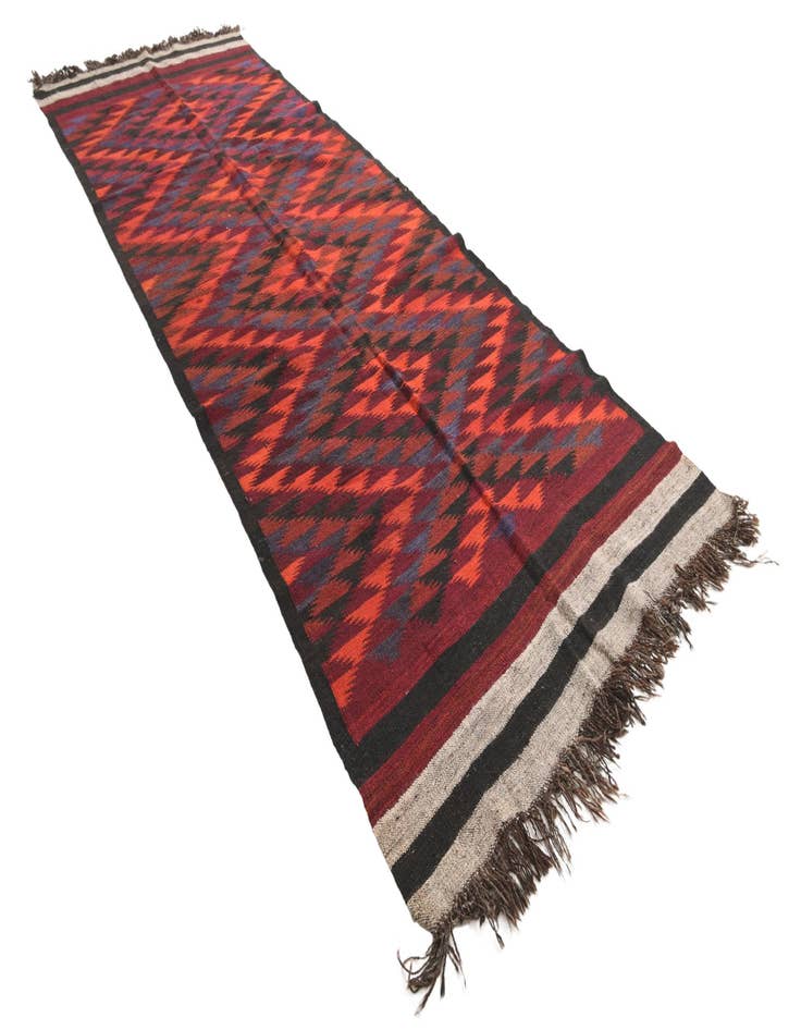 Detail image of  4' 5 x 11' 9  Hand Woven Kilim Fars Wool Runner Rug