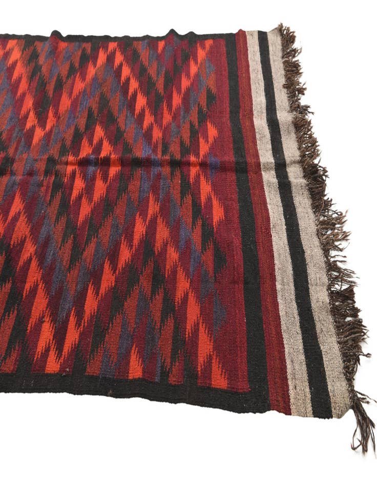 Detail image of  4' 5 x 11' 9  Hand Woven Kilim Fars Wool Runner Rug