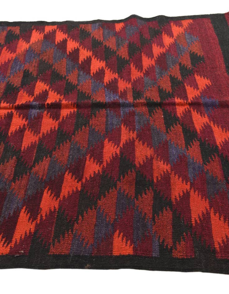 Detail image of  4' 5 x 11' 9  Hand Woven Kilim Fars Wool Runner Rug