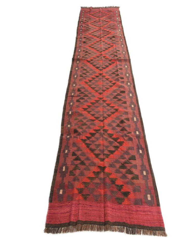 Detail image of 4' x 12' 3 Hand Woven Kilim Fars Wool Runner Rug