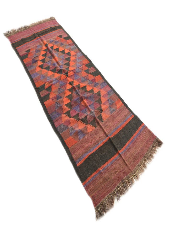 Detail image of  3' 7 x 10' 4  Hand Woven Kilim Fars Wool Runner Rug