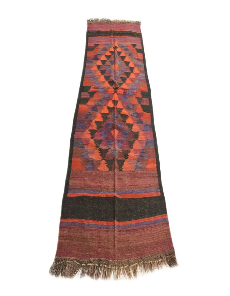 Detail image of  3' 7 x 10' 4  Hand Woven Kilim Fars Wool Runner Rug