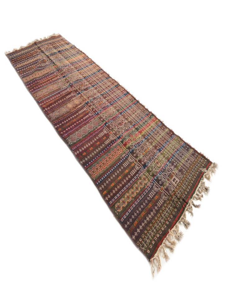 Detail image of  4' 5 x 13' 3  Hand Woven Kilim Fars Wool Runner Rug