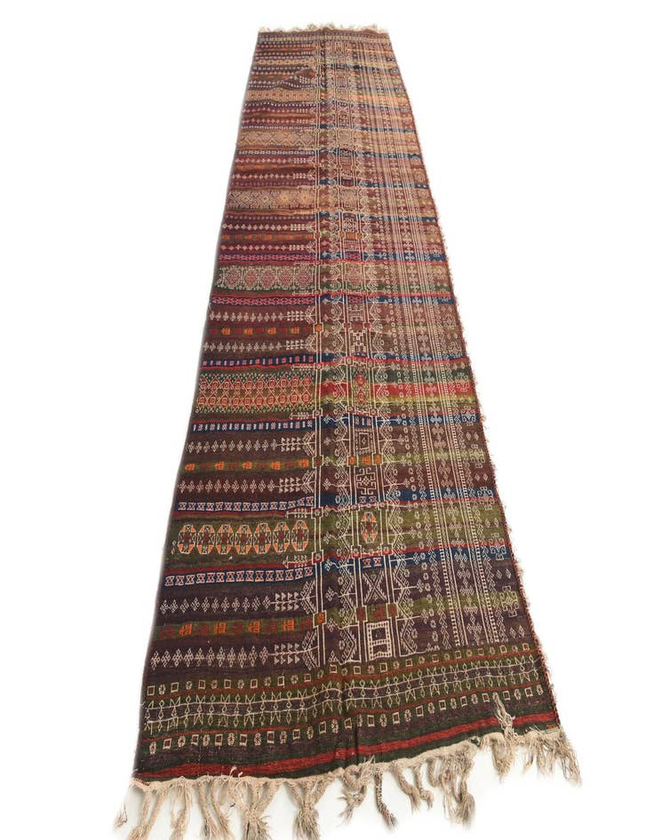 Detail image of  4' 5 x 13' 3  Hand Woven Kilim Fars Wool Runner Rug