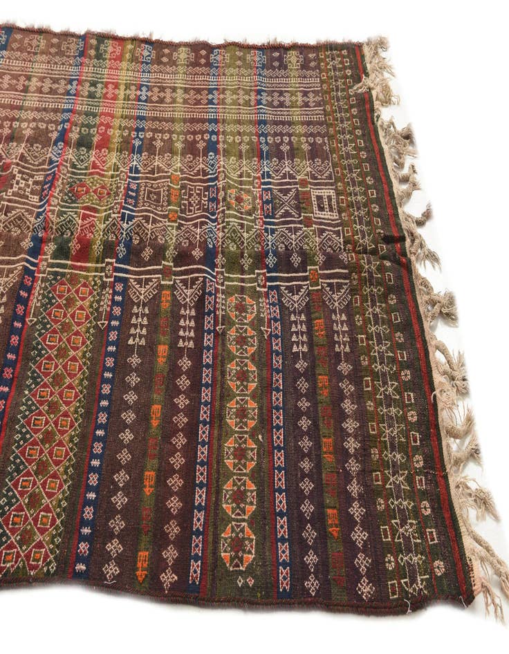 Detail image of  4' 5 x 13' 3  Hand Woven Kilim Fars Wool Runner Rug