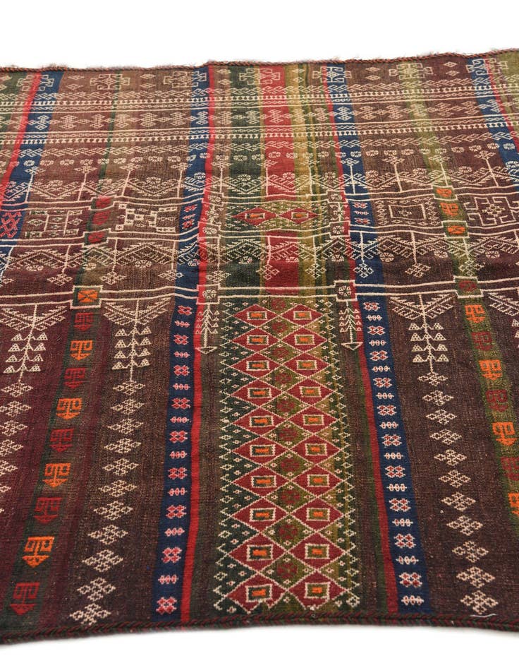 Detail image of  4' 5 x 13' 3  Hand Woven Kilim Fars Wool Runner Rug