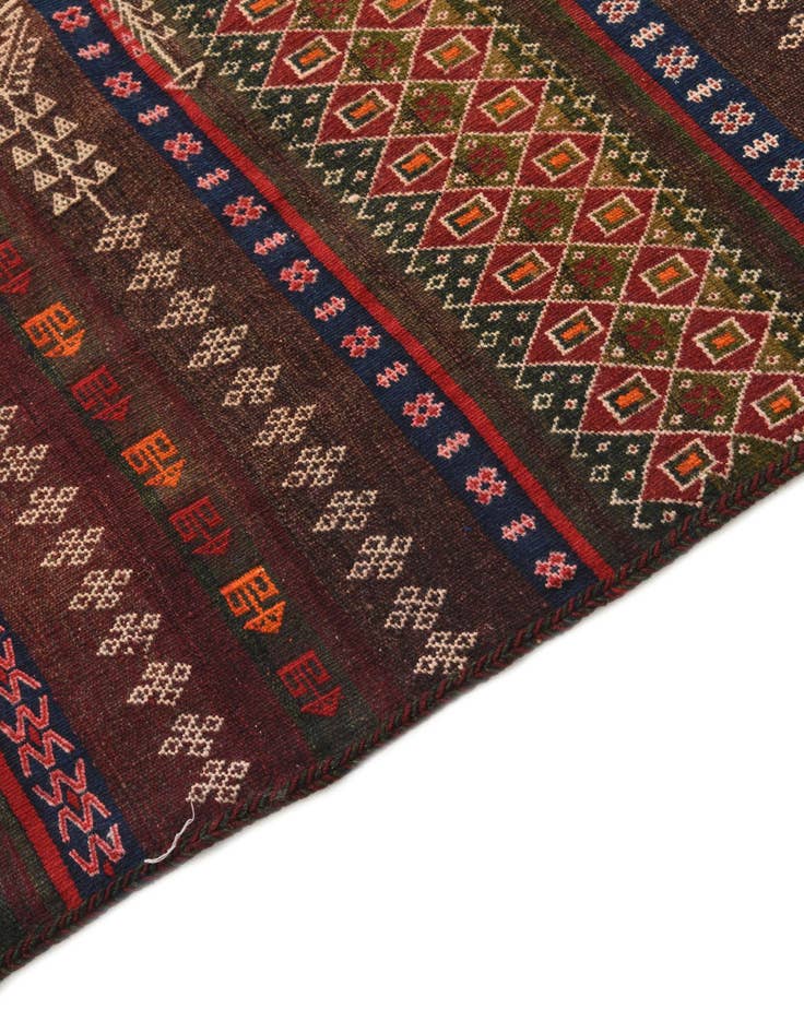 Detail image of  4' 5 x 13' 3  Hand Woven Kilim Fars Wool Runner Rug