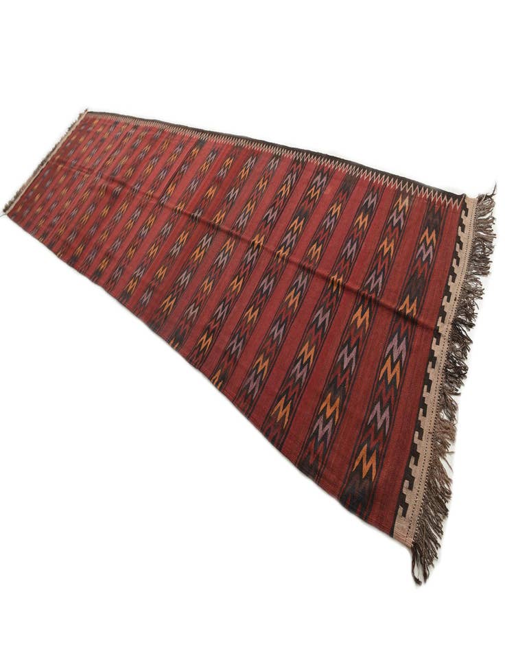 Detail image of  4' 3 x 15' 2  Hand Woven Kilim Fars Wool Runner Rug