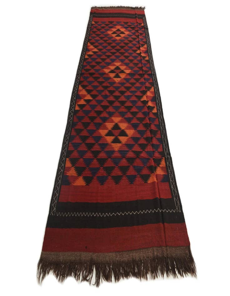 Detail image of  4' 7 x 12' 5  Hand Woven Kilim Fars Wool Runner Rug