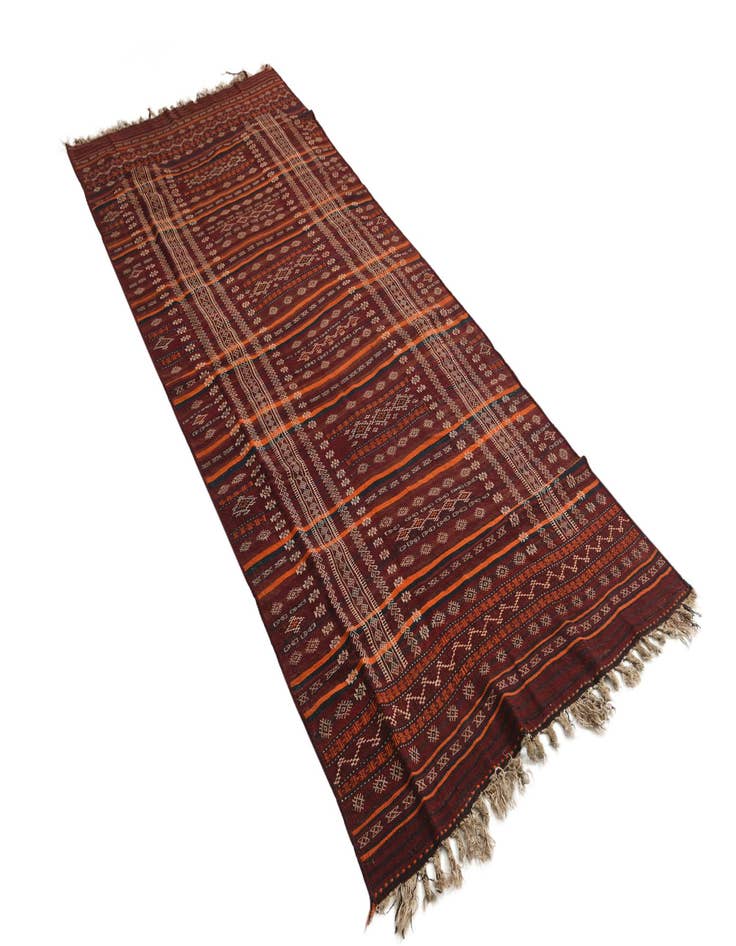 Detail image of  4' 6 x 10' 9  Hand Woven Kilim Fars Wool Runner Rug