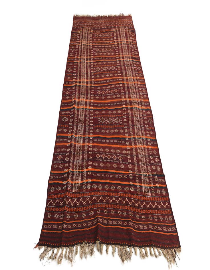 Detail image of  4' 6 x 10' 9  Hand Woven Kilim Fars Wool Runner Rug