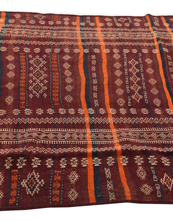 Detail image of  4' 6 x 10' 9  Hand Woven Kilim Fars Wool Runner Rug