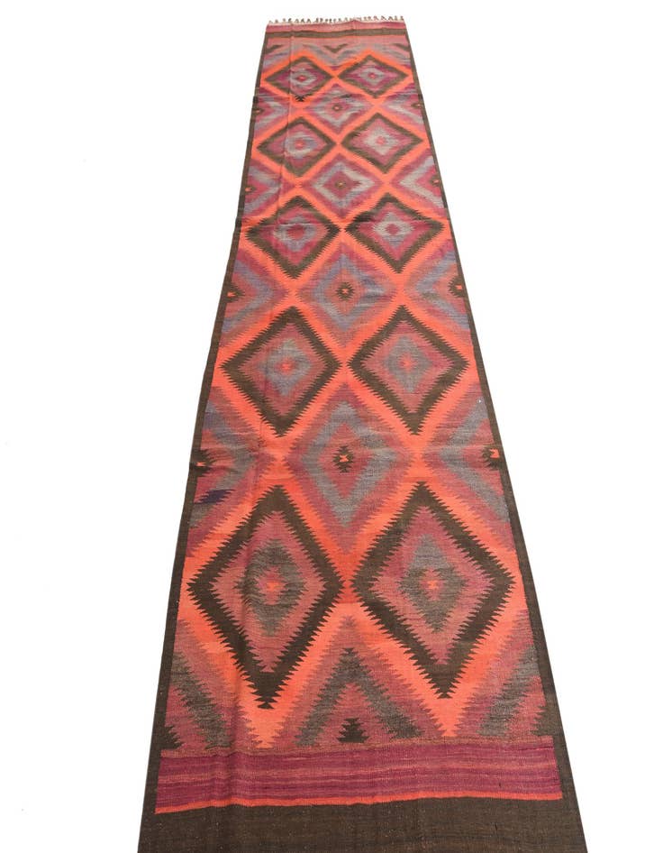 Detail image of  4' 9 x 15'  Hand Woven Kilim Fars Wool Runner Rug