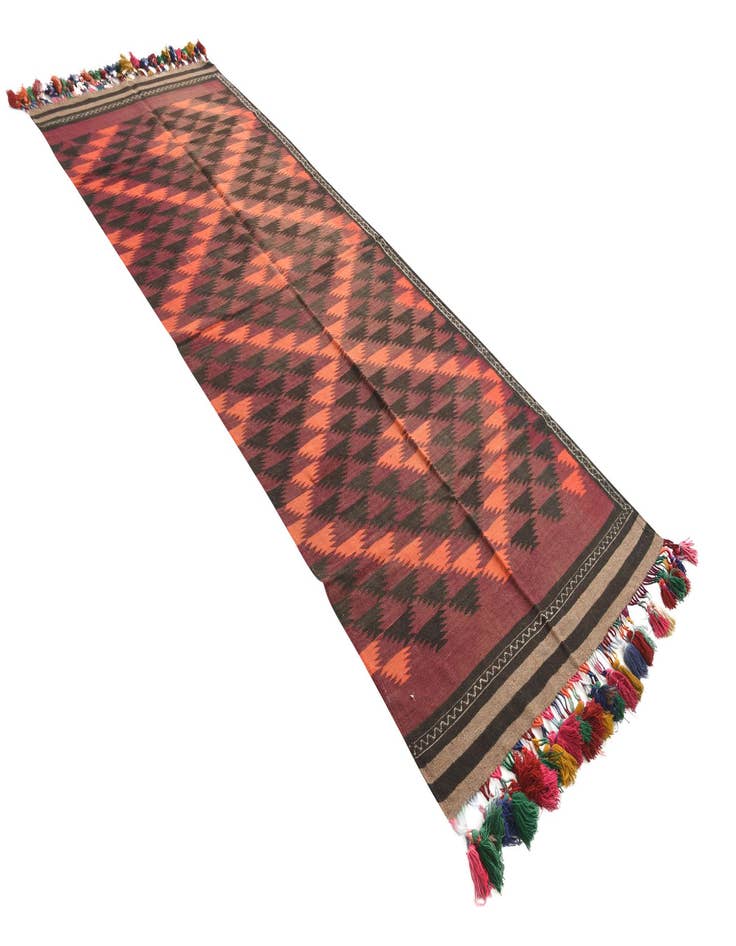 Detail image of  4' 3 x 11' 10  Hand Woven Kilim Fars Wool Runner Rug