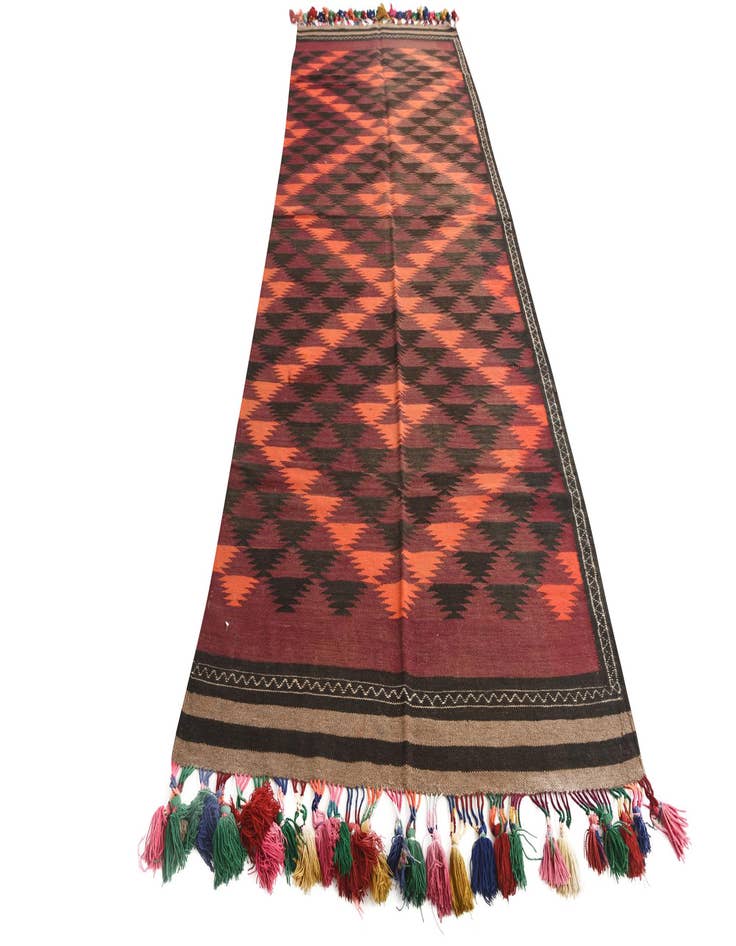 Detail image of  4' 3 x 11' 10  Hand Woven Kilim Fars Wool Runner Rug