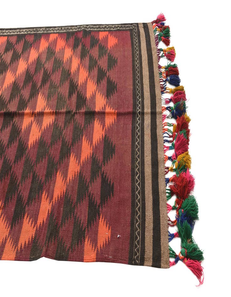 Detail image of  4' 3 x 11' 10  Hand Woven Kilim Fars Wool Runner Rug