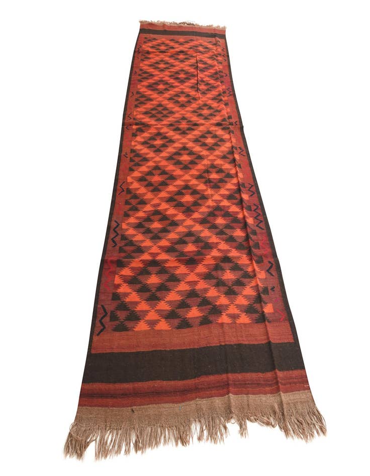 Detail image of  4' 4 x 12' 1  Hand Woven Kilim Fars Wool Runner Rug