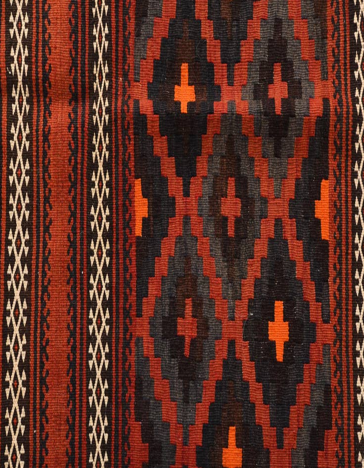 Detail image of  4' 3 x 9' 3  Hand Woven Kilim Fars Wool Runner Rug