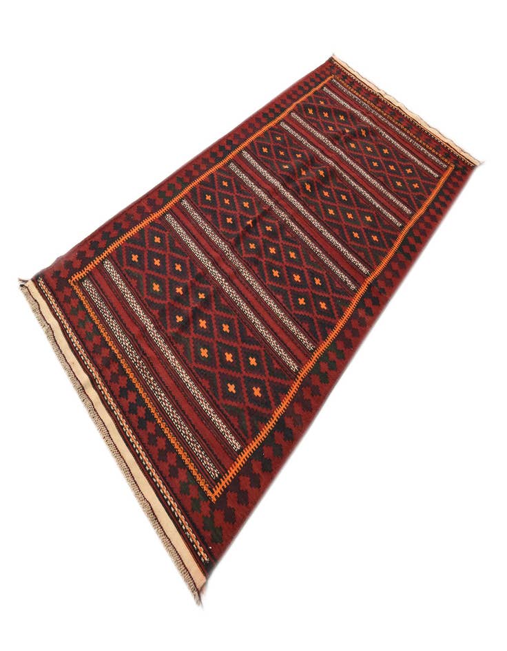 Detail image of  4' 6 x 9' 5  Hand Woven Kilim Fars Wool Runner Rug