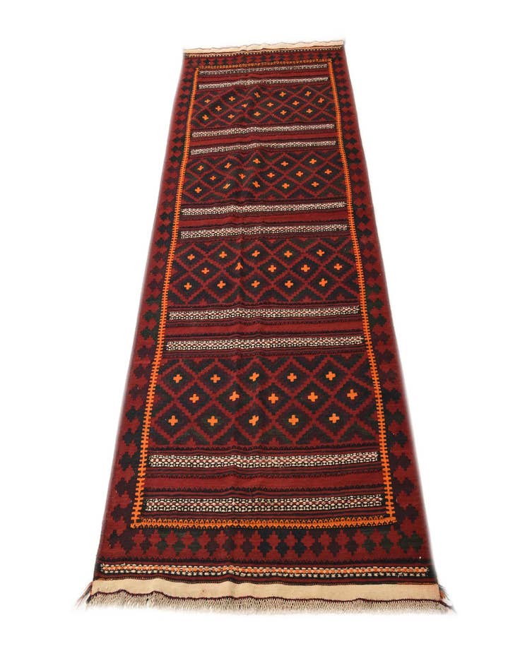 Detail image of  4' 6 x 9' 5  Hand Woven Kilim Fars Wool Runner Rug