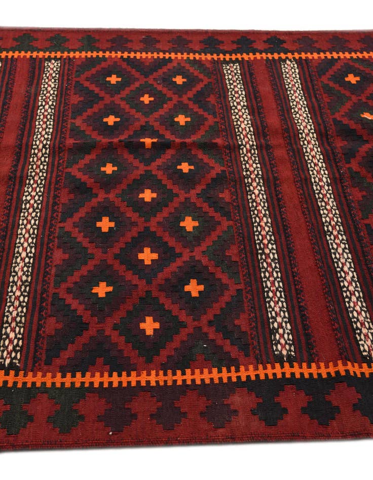 Detail image of  4' 6 x 9' 5  Hand Woven Kilim Fars Wool Runner Rug
