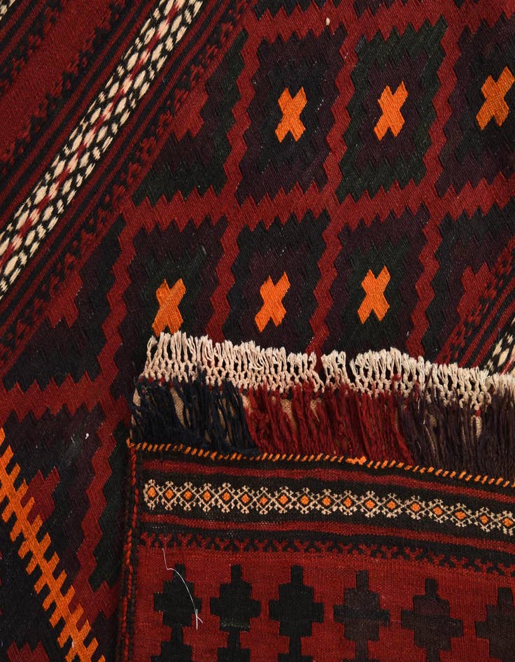 Detail image of  4' 6 x 9' 5  Hand Woven Kilim Fars Wool Runner Rug