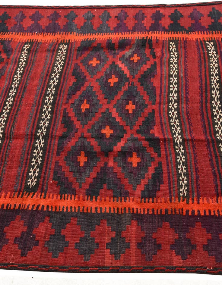 Detail image of  4' 2 x 10' 9  Hand Woven Kilim Fars Wool Runner Rug