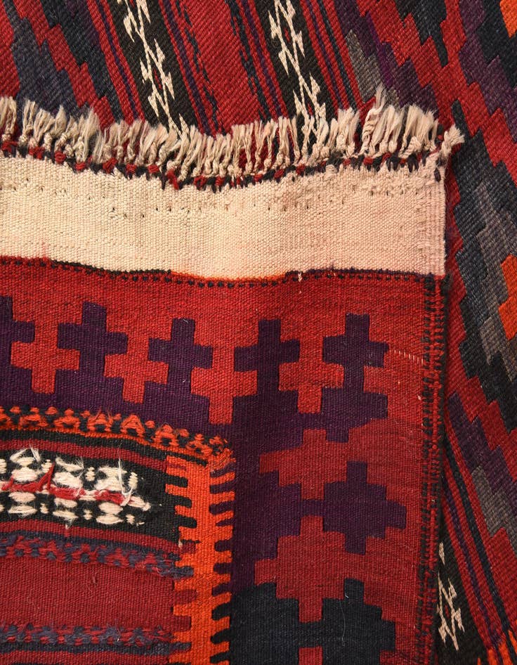 Detail image of  4' 2 x 10' 9  Hand Woven Kilim Fars Wool Runner Rug